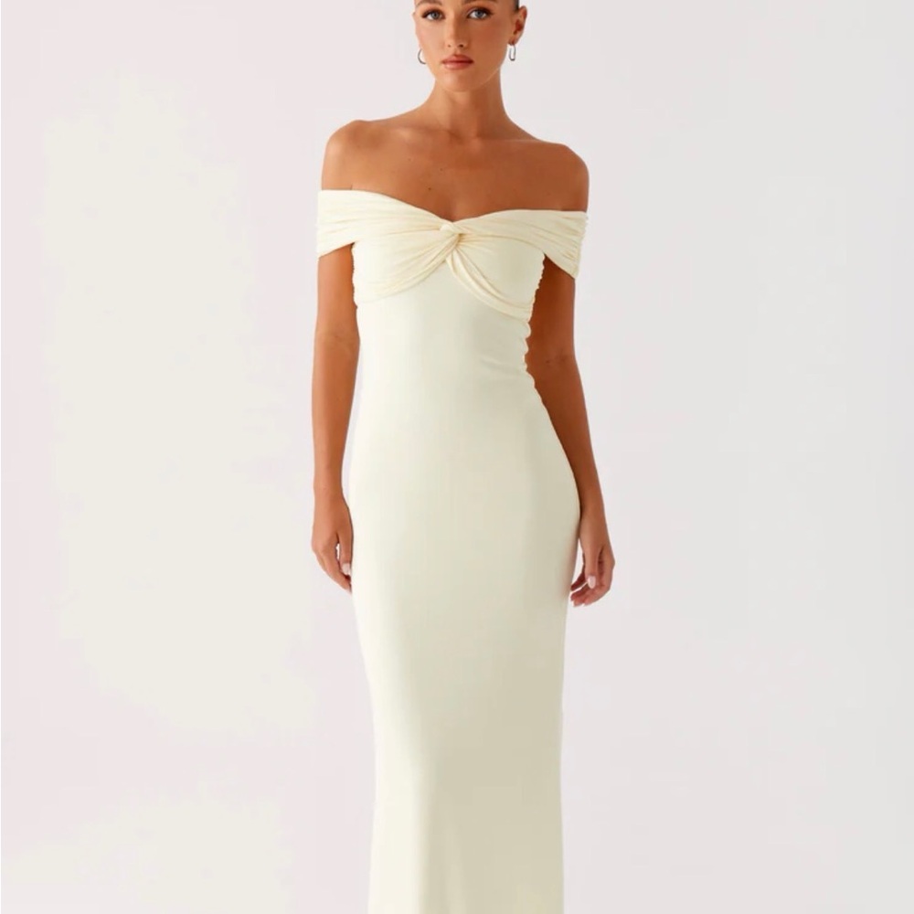 Peppermayo Strapless Cream Dress